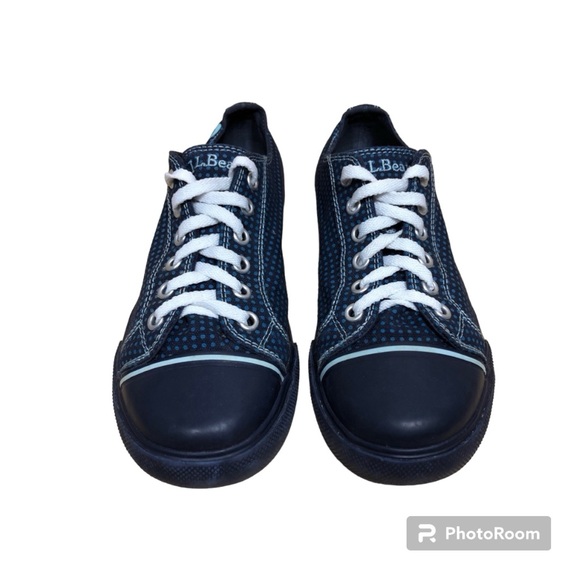 L.L. Bean Polka Dot Butterfly Canvas Sneakers Navy Size 4 - Picture 5 of 7
